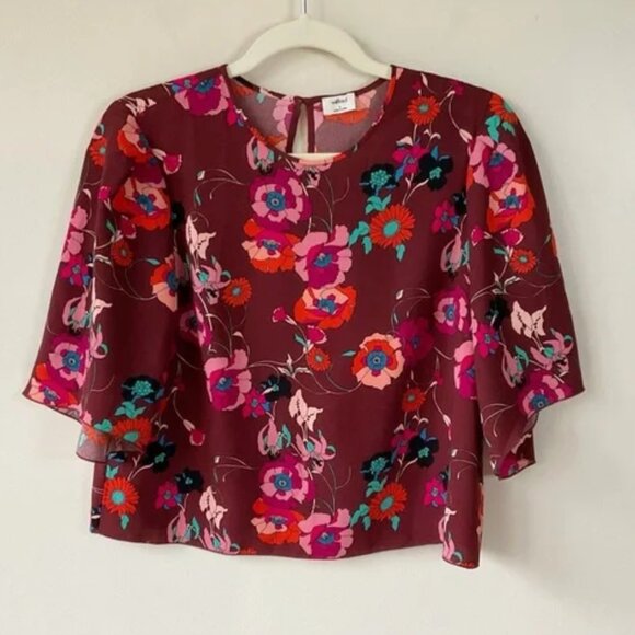 Aritzia Floral Blouse - Burgundy and Pink - Picture 2 of 8